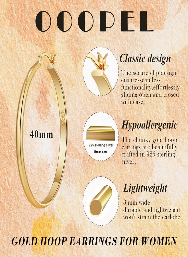 OOOPEL Gold Hoop Earrings For Women Large Gold Hoop Earrings Lightweight Big Golden Hoop Earrings For Women - Image 3